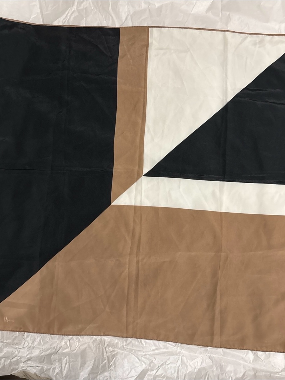 Vintage Vera Neumann Signed Geometric Color Block Square Scarf Made in Japan